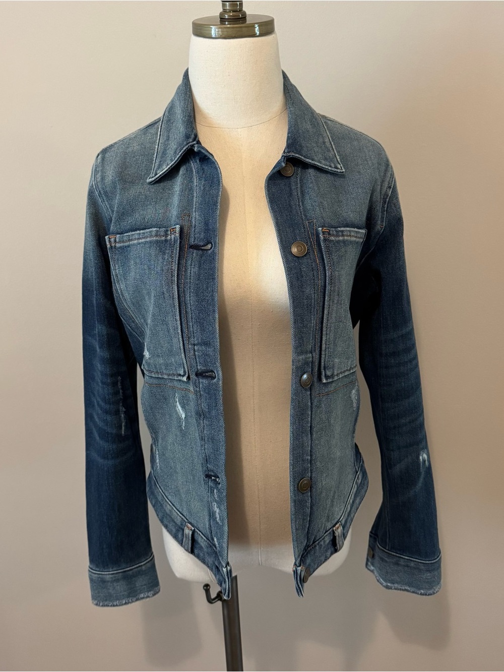 Evereve Distressed Indigo Denim Jacket
